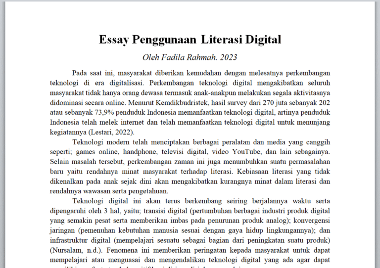 Essay Penggunaan Literasi Digital